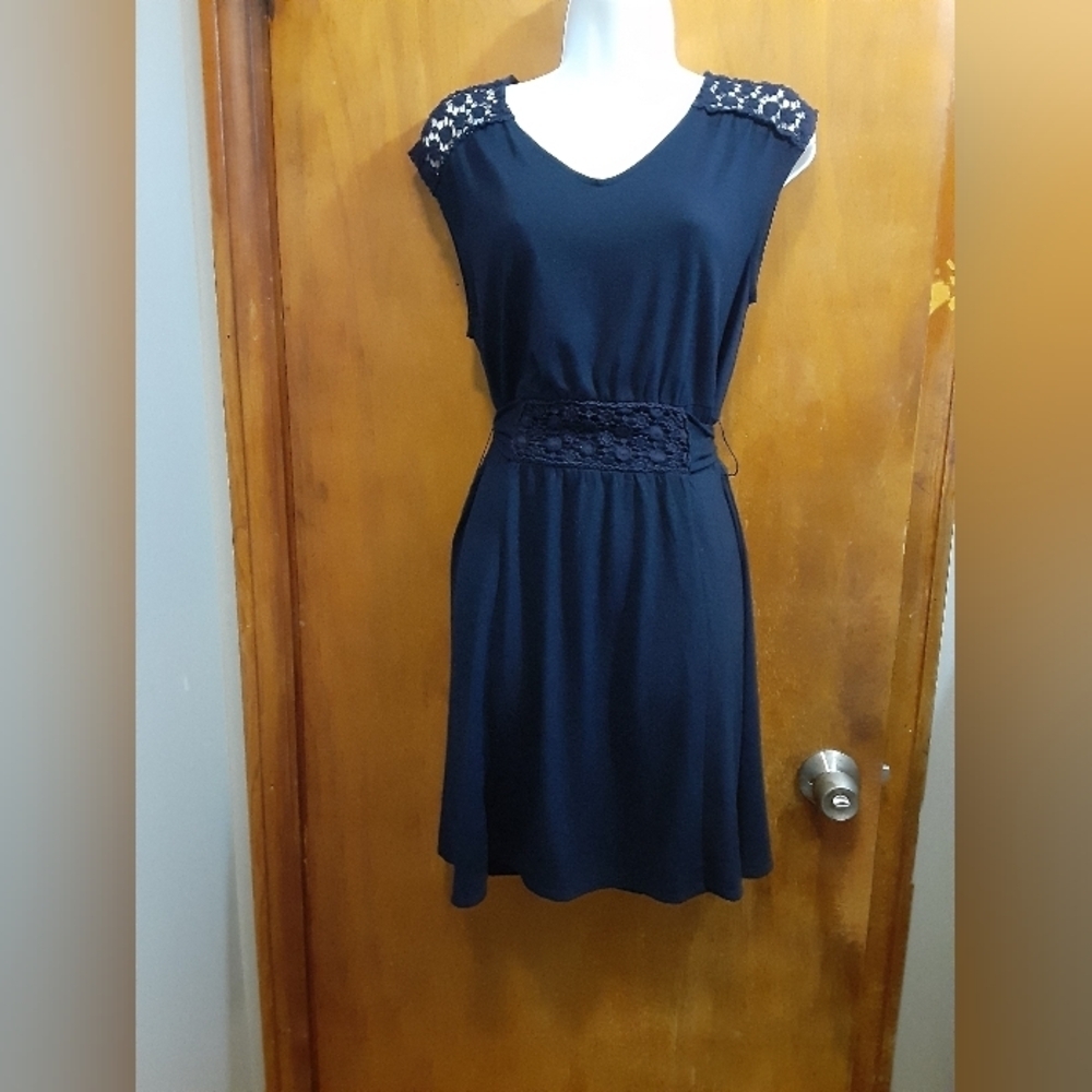 GAP Navy Blue Crochet Waist & Lace Shoulder Dress